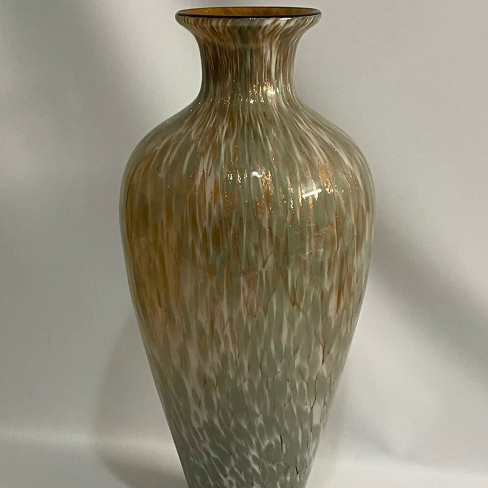 Haverty's 19" Artisan Gold Pattern Glass Element Floor Vase